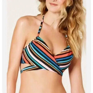 New with tags sun dazed multi colored bikini top in size 32 DD